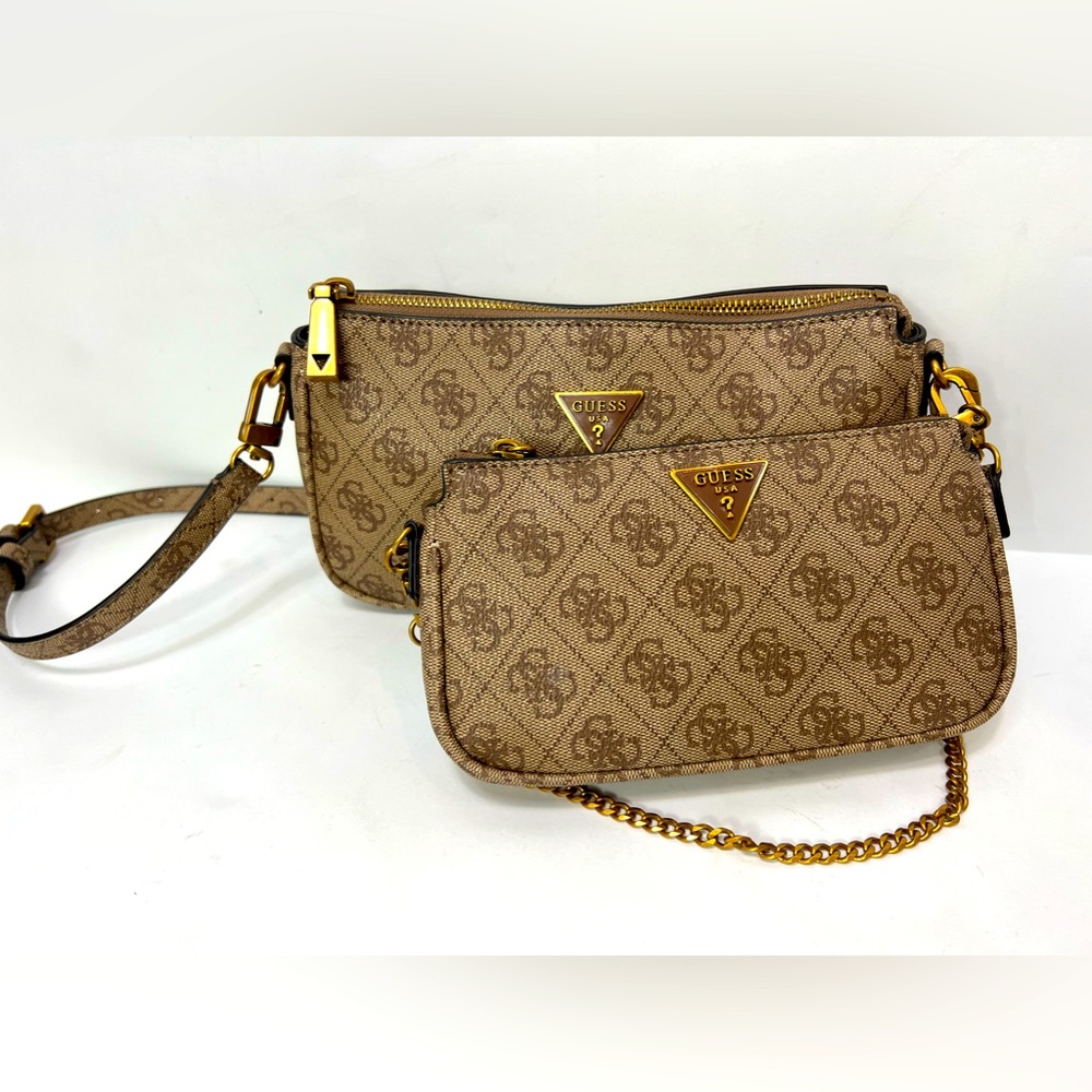 Dual set of Guess bags, one is a crossbody and the other is a hand bag.